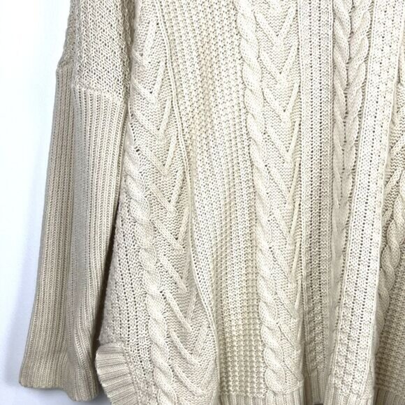 Natural Reflections V-Neck Sweater Oatmeal Cable Knit Fisherman’s Preppy Size XL - Picture 8 of 16
